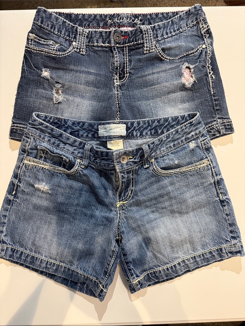 Bundle 2-Maurices Midwash Distressed Denim Shorts 7/8
